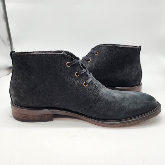 Aston Grey Khanov Chukka Boots Men\'s 11 Black Leather‎ Lace-up